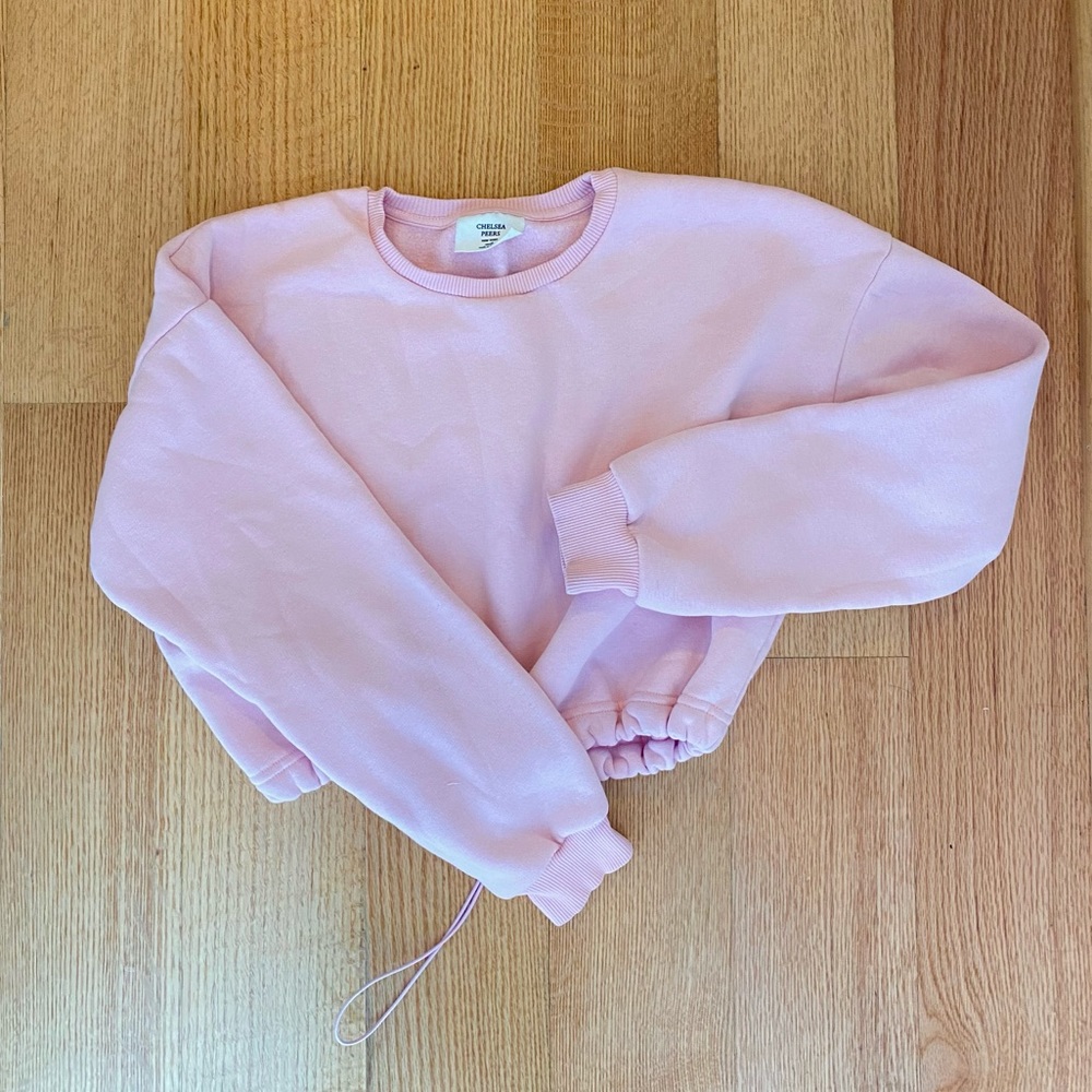 Chelsea Peers Pink Sweatsuit. S Drawstring cropped Sweatshirt. M Sweatpants.